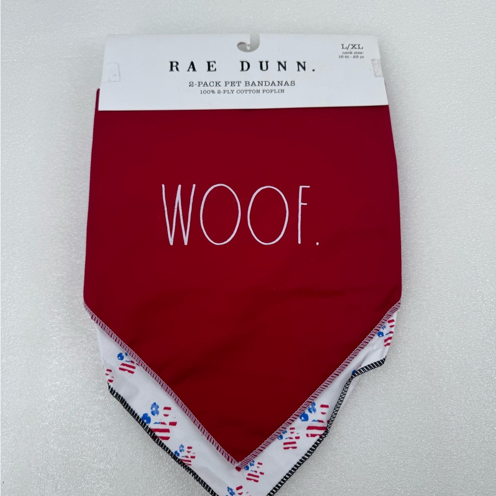 2 Pack Size L XL Rae Dunn Good Boy Bandanas Pet Scarf Dog Cat 100% Cotton Red